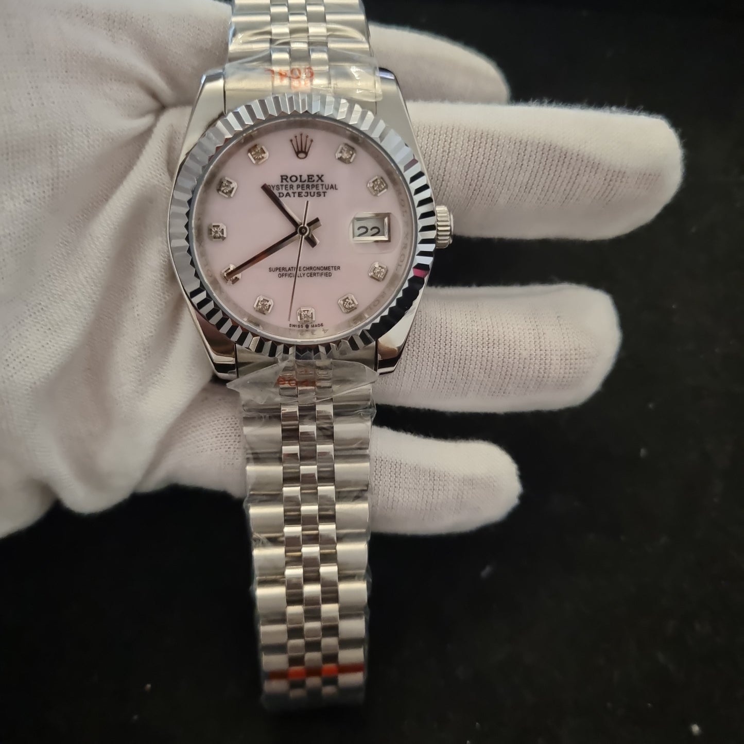 montre femme silver pink