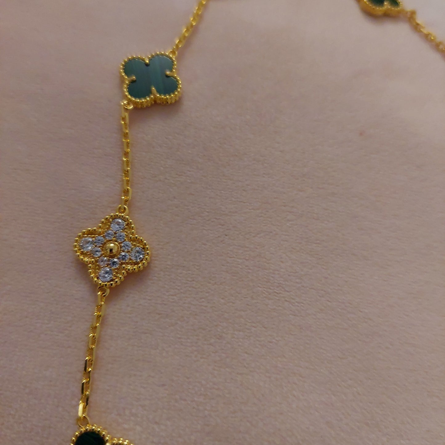 Collier vca vert strass