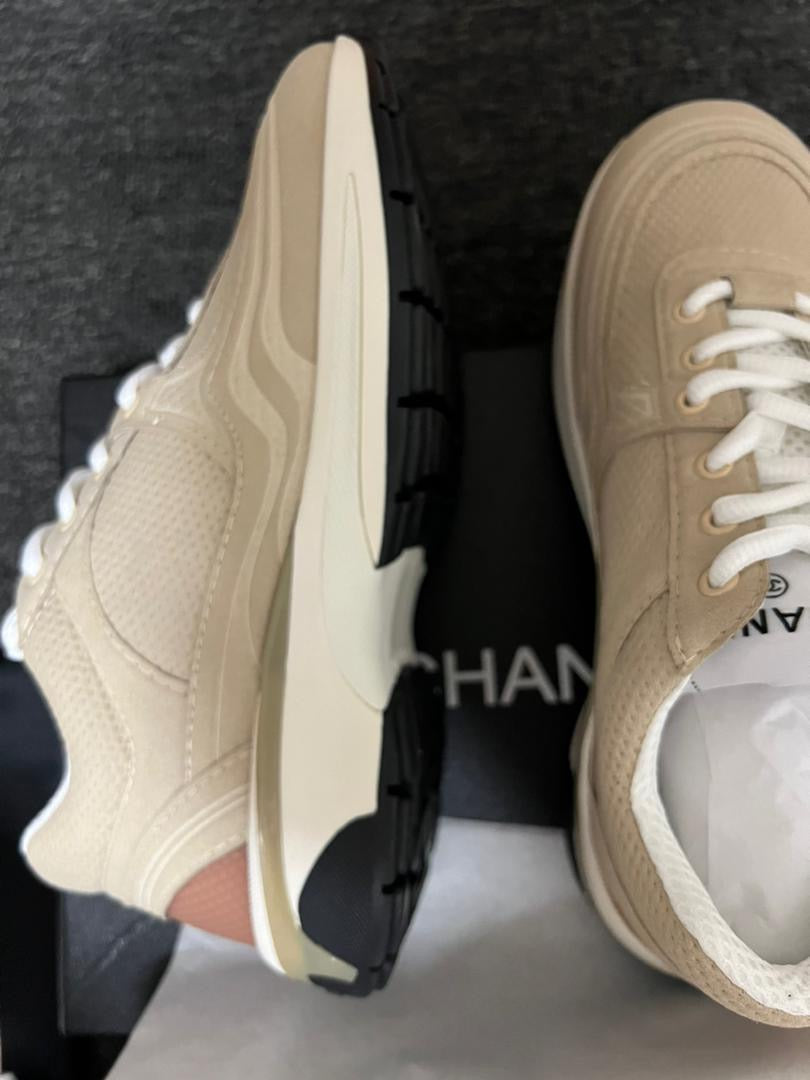 Sneaker cc beige rose blanche noir
