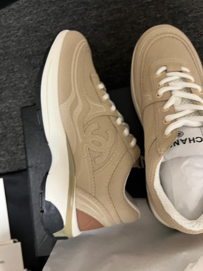 Sneaker cc beige rose blanche noir