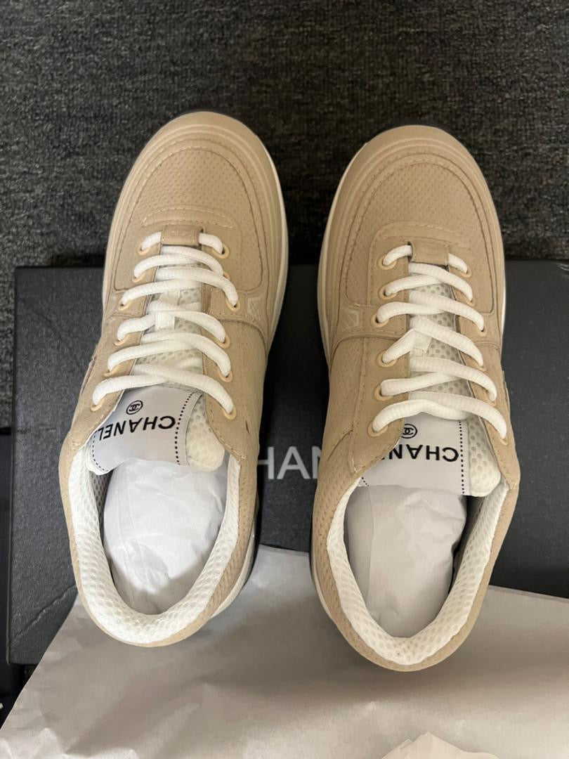 Sneaker cc beige rose blanche noir