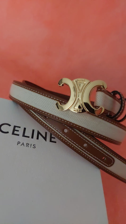 Ceinture Céline marron/blanche